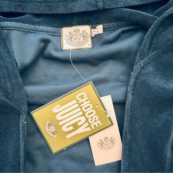 NWT Y2K Original Juicy Couture Puff Sleeve Terry Hoodie Regal Blue Medium - Picture 11 of 13